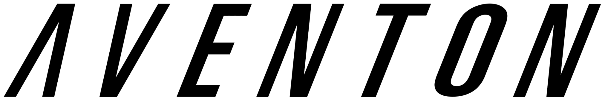 The word "AVENTON" is written in bold, black, uppercase letters with a slanted, italicized style on a transparent background.
