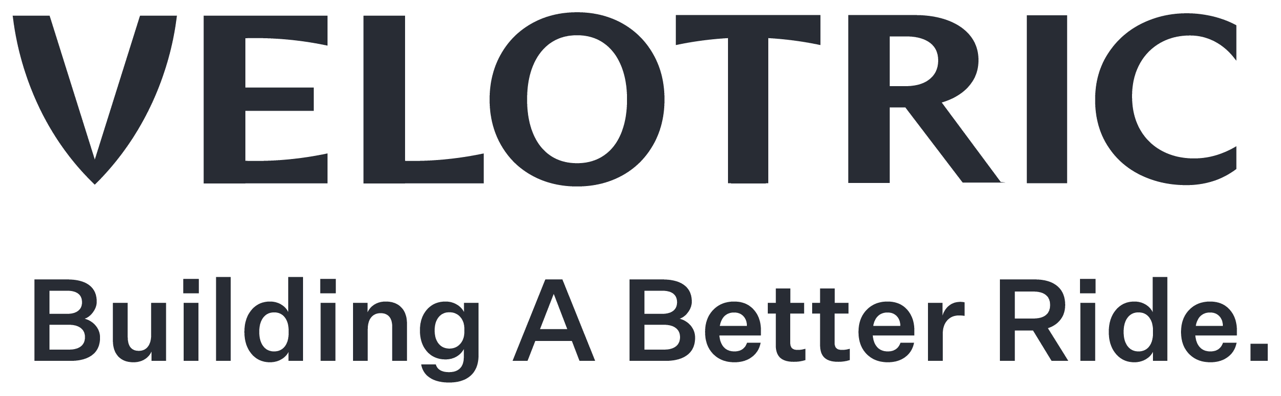The image shows the Velotric logo with the text "VELOTRIC" in large bold letters and "Building A Better Ride." written below in smaller font.