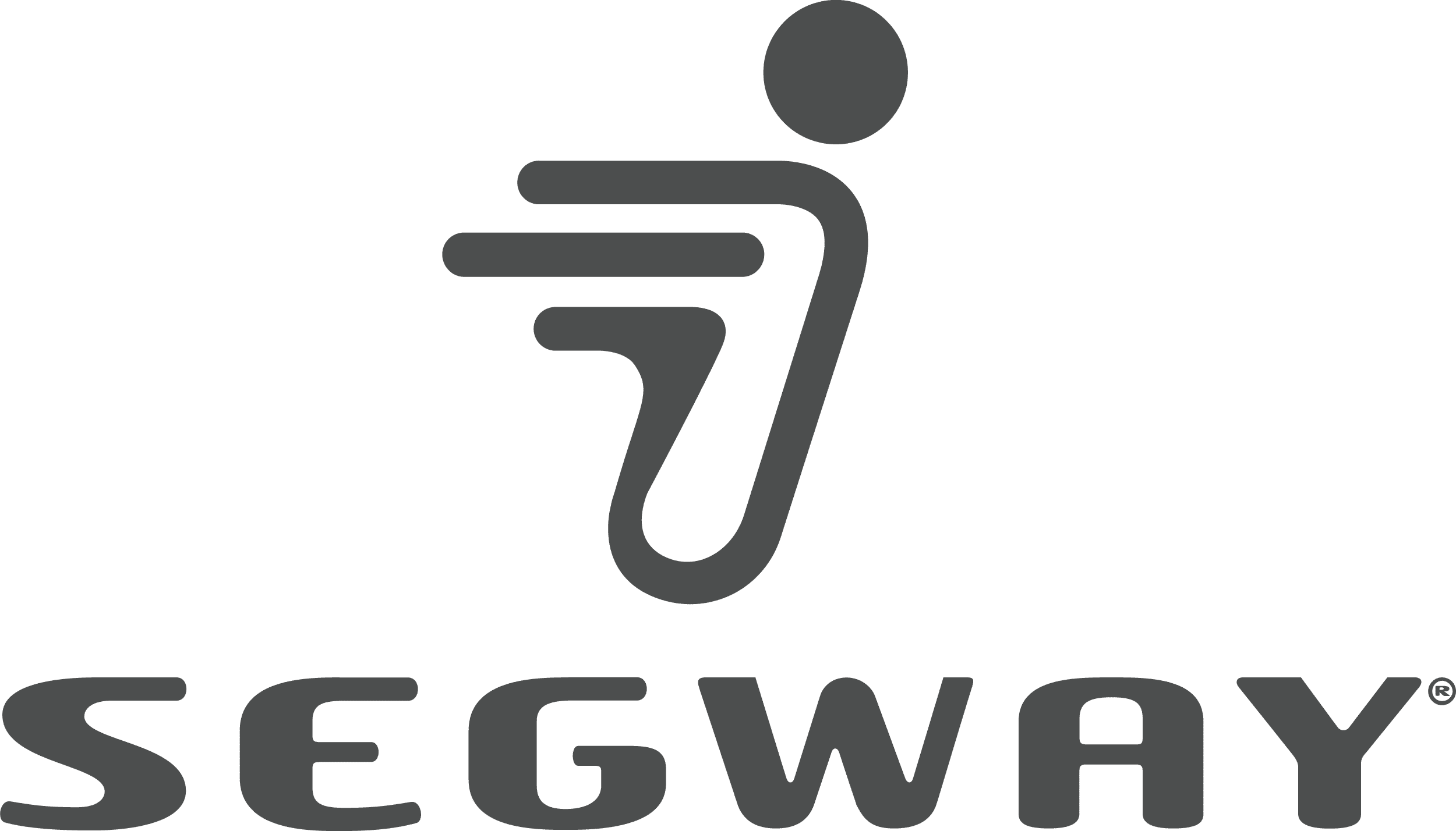 The Segway logo in dark gray, featuring a stylized figure in motion above the word "SEGWAY" written in bold, rounded capital letters.